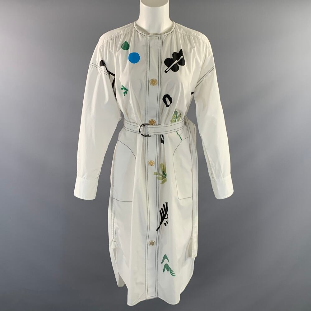 MARNI 2020 Size S White Cotton Geometric Shirt dress Dress